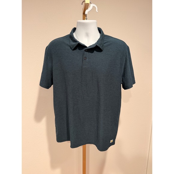 Vuori Mens Short Sleeve Polo Shirt Teal Heathered Older Vuori Logo Casual Size L - Picture 2 of 10